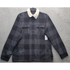 RVCA Range Chore Shacket Mens Large Multi Plaid Lined Sherpa Collar Button Front